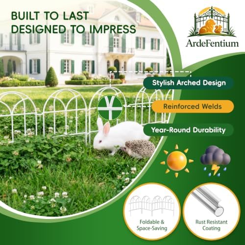 White Garden Fence Panels - 30.33ft x 17in (H) Garden Fence Animal Barrier Metal Fencing for Yard Decorative Garden Border Edging for Dogs No Dig Dog Fence for Outdoor Decor Flower Bed - Image 2
