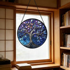 Blue Purple Tree of Life Stained Glass Window Hanging Suncatcher Gift 15" - Image 5