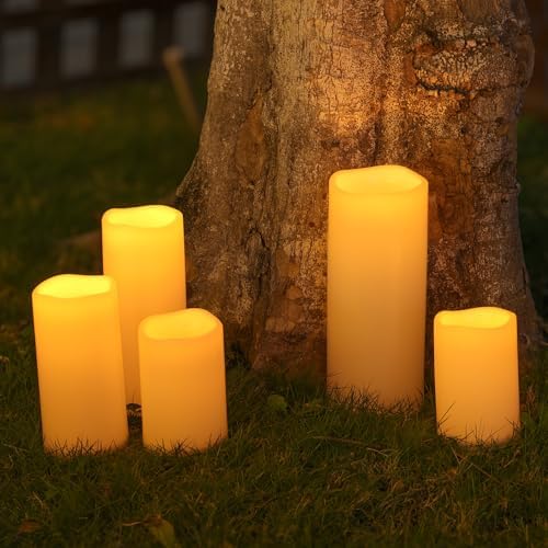10" x 4" Large Waterproof Outdoor Solar Flameless LED Candles - 2 Pack - Image 6
