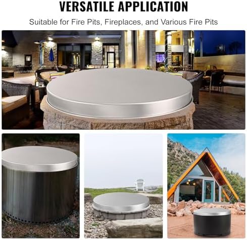 VEVOR Fire Pit Cover Lid, Compatible with The Solo Stove Bonfire 27" Portable Firepit Spark Screen,Stainless Steel Metal Cover, Wood Burning and Camping Stove Accessory, for Outdoor Patio Backyard - Image 7