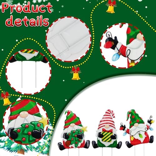 3 Pack Metal Christmas Yard Signs Decor for Multiple Stacked, Christmas Yard Stakes with Gnomes Fall Yard Decor for Outside Garden Yard Lawn Porch - Image 4
