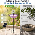 Solar Fountain for Bird Bath Outside, Garden Water Feature with Ground Stake Stand or Hanging Style for Patio, Yard & Lawn (B-XL-Purple) - Image 6