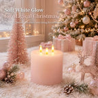 Amagic 3 Wick Extra Large Flameless Pillar Candles with Timer Remote, Pink - Image 2