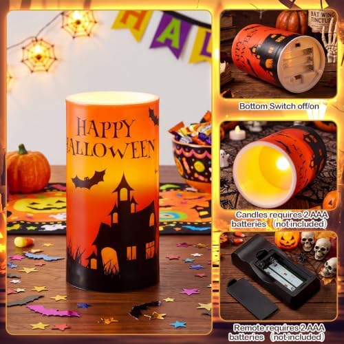 Fumete 6 Pack Halloween Flameless LED Pillar Candles 3x6 Timer Remote 4/6h - Image 3