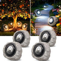 Solar Rock Lights Outdoor,Solar Ash Gray Garden Stone Spotlights by yulloyello