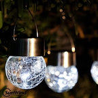 SUNWIND Hanging Solar Ball Lights Outdoor - 8 Pack Cracked Glass Decorative Garden Lights Waterproof Solar Lanterns for Yard, Patio, Fence, Tree, or Holiday Decoration(White) - Image 3