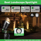 Landscape Spotlights Low Voltage - 2700K/3000K/3500K/4000K/5000K Selectable Uplights, 12V Wired LED Spot Lights Outdoor Waterproof, Aluminum Black for Outside Trees Wall 4 Pack - Image 2