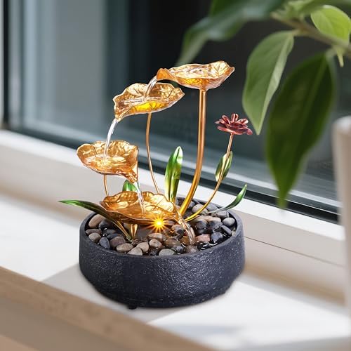 Tabletop Water Fountain Metal Lotus Circulating Fountain - Image 6