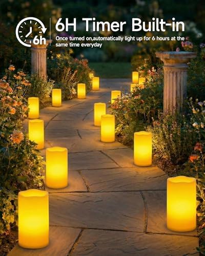 Homemory 6" x 12" Extra Large Outdoor Waterproof Candle with Auto 6H Timer - Image 5