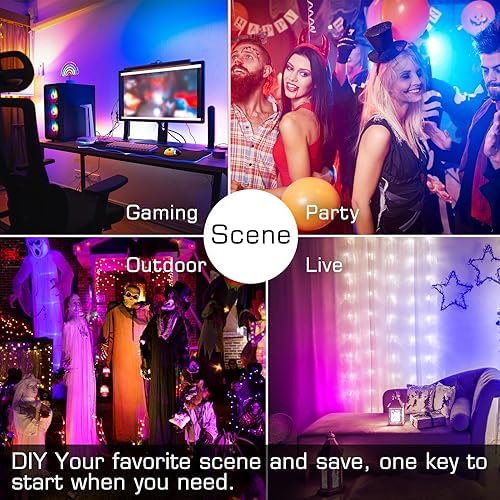 LED Flood Light Outdoor 500W Equivalent 5000LM,Bluetooth RGBW Colored Floodlight Landscape Lighting with APP Control,DIY Scenes,Timing, IP66 Waterproof,2700K,Color Changing Uplight with Ground Stakes - Image 5