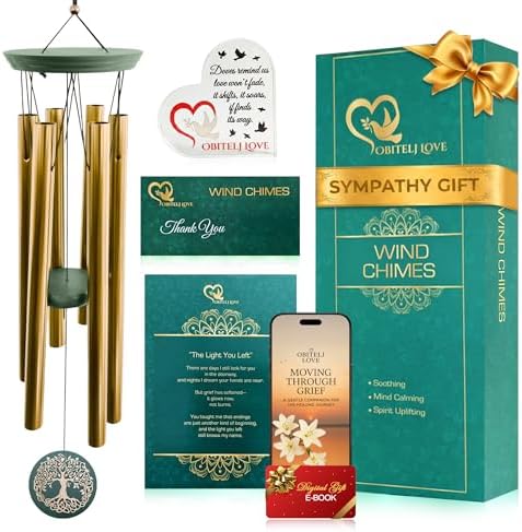 36" Windchimes Outdoors, Double Sided Engraving Pendant, Deep Tone 6 Aluminum Tubes & Pine Wood, Sympathy Gifts for Loss of a loved one, Includes Letter from Heaven & Acrylic Heart Plaque by Unknown