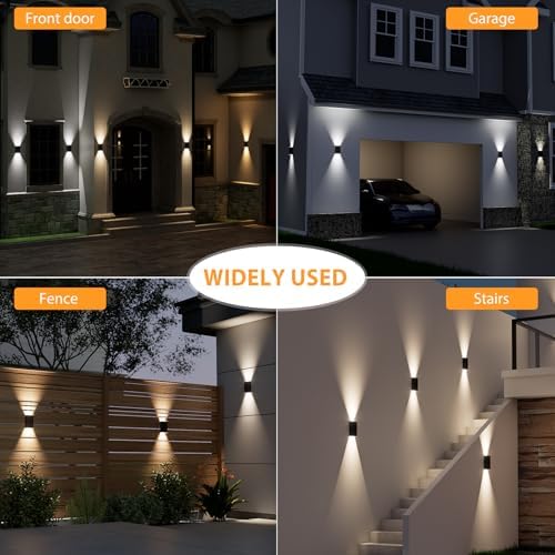 Solar Wall Light Outdoor,3000/4000/6000K 3 Modes Dusk to Dawn Lighting Wall Sconce IP67 Waterproof Up and Down Solar Lights Outdoor for House, Garage, Porch,Doorway (2 Pack) - Image 6