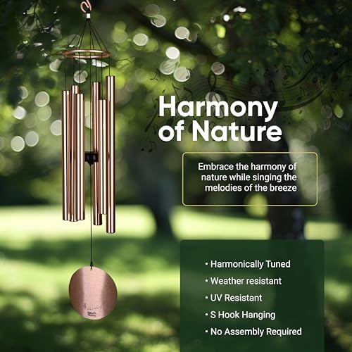 Nature’s Melody Aureole Tunes Wind Chimes – Outdoor Windchime with 6 Tubes Tuned to E Pentatonic Scale, 100% Rustproof Aluminum, Powder Finish & S Hook Hanger for Sympathy, Memorial Gift or Zen Garden - Image 4