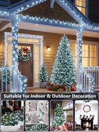 Extendable 108FT 300 LED Christmas String Lights Indoor Outdoor Cool White - Image 5
