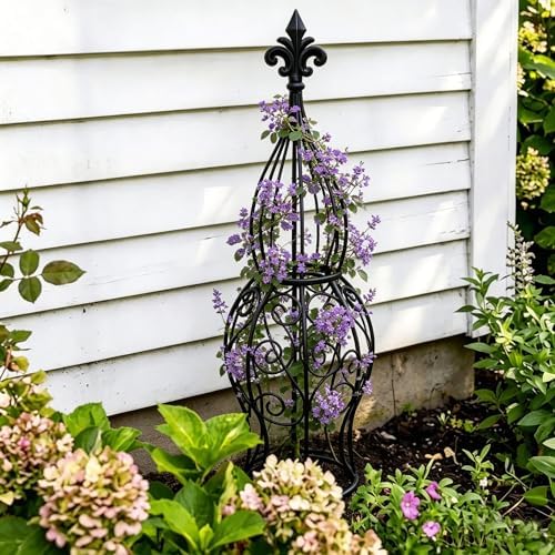 2-Pack Iron Garden Obelisk Trellis, 30" Rose Climbing Plant Support - Image 7