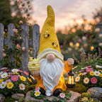 Gnomes Outdoor Garden Statue 22.4'' Tall, Solar Powered with Lantern Light - Image 2