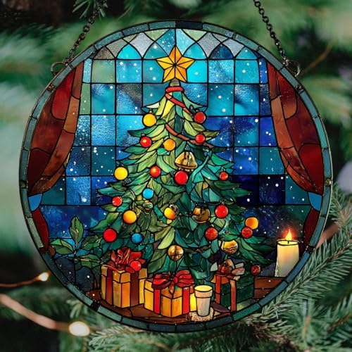 Christmas Tree Colorful Ornaments Hanging Acrylic Suncatcher - Image 4