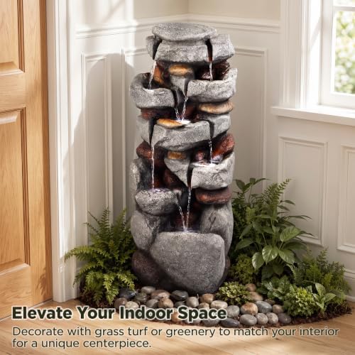 Outdoor Water Fountain 7-Tiers Cascading Rock Waterfall - Image 5
