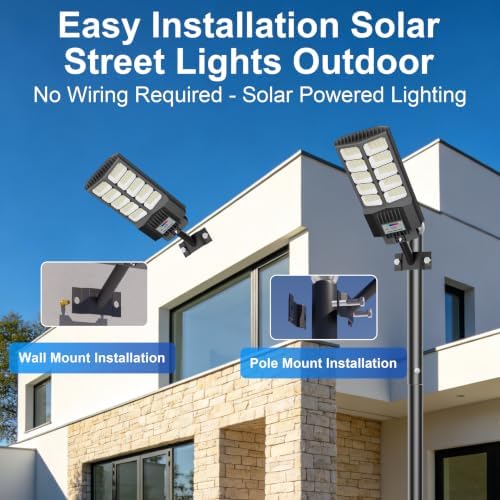 Solar Street Lights Outdoor Waterproof - LED Solar Flood Lights Outdoor Dusk to Dawn with Mention Sensor, Outdoor Solar Powered Floodlight for Parking Lot/Garden/Yard/Pathway Lighting - Image 6