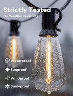 25FT LED Outdoor String Lights, ST38 Patio Lights Waterproof with 25 Shatterproof Edison Bulbs, Connectable Outside Hanging Light for Porch, Garden, Backyard, Deck, Balcony, Decor, 2700K Warm White - Image 3