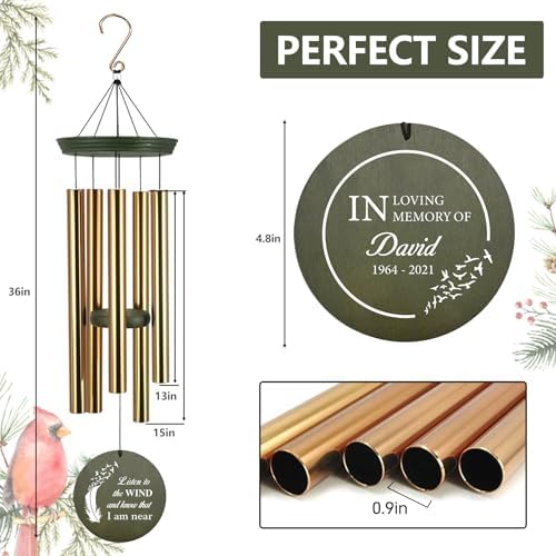 Personalized 30/36 inch Wind Chimes Memorial, Angel Wind Chimes - Image 3