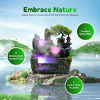 Tabletop Waterfall Fountain, 13W Mini Waterfall Rockery Tabletop Decor Rockery Water Fountain Desktop Color Changing Night Light for Bedroom Office Home Decoration (Clear + Green) - Image 3