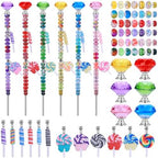 VICTLOV Crystal Suncatcher Making Kit, European Large Hole Beads Glass Balls for Garden Decoration, DIY Outdoor Hanging Ornaments (176Pcs Diamond+Lollipop) by VICTLOV