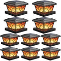 SIEDiNLAR Flickering Flame Solar Post Cap Lights 4 Modes 10 Pack (Black) by Siedinlar