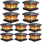 SIEDiNLAR Flickering Flame Solar Post Cap Lights 4 Modes 10 Pack (Black) by Siedinlar