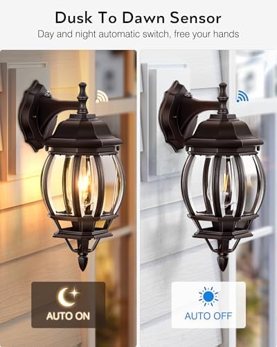 VIANIS Bronze Dusk to Dawn Outdoor Wall Lights, Anti-Rust, Waterproof - Image 2