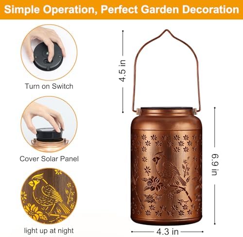 Solar Lanterns Outdoor Waterproof Garden Decor Gifts for Women Mom Grandma - Image 3