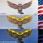 23" Metal Owl Outdoor Wall Decor with 35 Led Solar Lights - Image 2