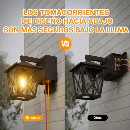 Ehaho Porch Lights with GFCI Outlet Aircraft Grade Aluminum Alloy-Black 1PC - Image 3