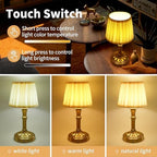 Mr.White Rechargeable Cordless Table Lamp with Fabric Shade, 5200mAh Battery Operated LED Table Light, for Restaurant Kitchen Patio Dinner Dining (Bronze) - Image 2