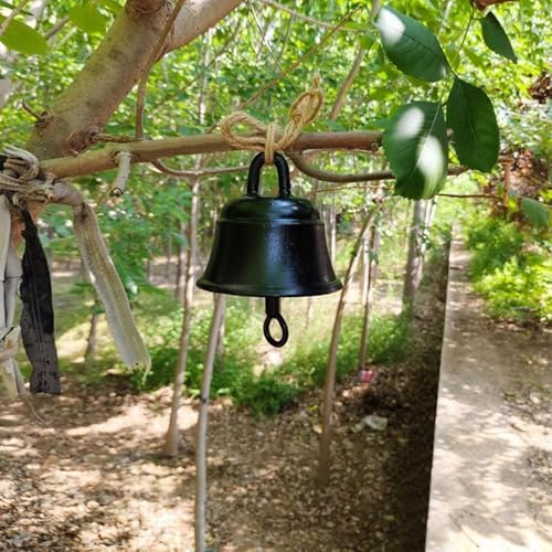 GTPBAO Front Door Iron Cast Hanging Bells, Antique Black Ringing Doorbell, Handcrafted Service Bell for Outdoor Garden Villa Cafe(Bell 12.5cm/4.9in) by Unknown