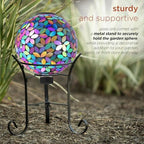 Alpine Corporation GRS122A-SLR Indoor/Outdoor Glass Solar Powered Mosaic Gazing Globe Yard Decoration, 10", Purple - Image 6