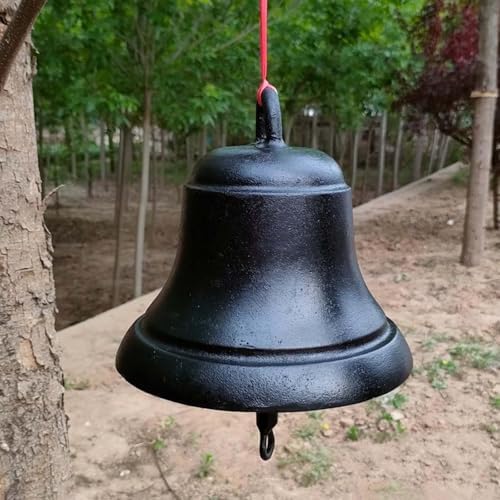 GTPBAO Front Door Iron Cast Hanging Bells, Antique Black Ringing Doorbell, Handcrafted Service Bell for Outdoor Garden Villa Cafe(Bell 19.5cm/7.7in) by Unknown