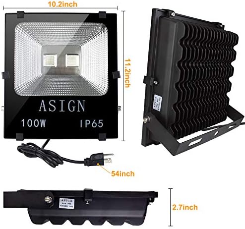 ASIGN 100W RGB LED Flood Lights, Indoor Outdoor Decoration Light Waterproof Color Changing LED Security Light with Remote Control, Dimmable Wall Washer Lights with US 3-Plug - Image 7