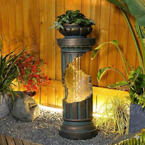 Sunlinua Modern Spiral Outdoor Water Fountain with LED Light - Image 6