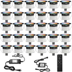 FVTLED LED Deck Lights Kit, 30pcs Φ1.22 WiFi Smart Phone Control Low Voltage Recessed RGBW Deck Lighting Waterproof Outdoor Yard Path Stair Decor, Black by FVTLED
