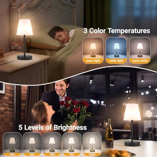 1 Pack Cordless Table Lamp Rechargeable, 10000 mAh Portable LED Battery Operated Lamp with Remote Control, 10 Colors Dimmable Touch Desk Light with Timer for Bedside Night Light Outdoor Patio Camping - Image 5