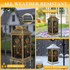 Solar Lantern Outdoor Garden Hanging Lantern Ornate Vintage Skeleton Keys Baroque Gold Bronze Tones Waterproof Solar Powered Lighting Outside Table Lamp for Patio Deck Yard Camping - Image 3