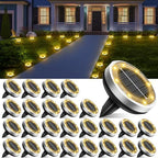 Solar Lights Outdoor Waterproof, 26 Pack 8 LED, Thickened Stainless Steel Ground Light, Solar Garden Lights Landscape Lighting for Patio Pathway Lawn Yard Deck Driveway Walkway, Warm White by Lightkeeys