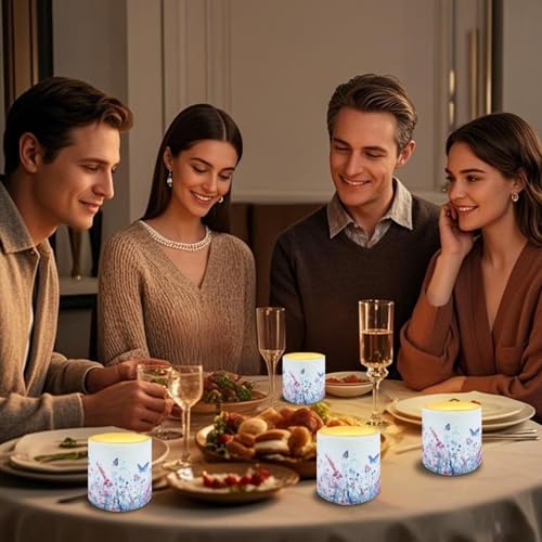 Floral Butterfly Pattern Flameless LED Candle with Remote Color Changing Control 4 PCS Electric Pillar Candle with 4H 8H Timer for Room Fall Wedding Christmas Decorations - Image 5