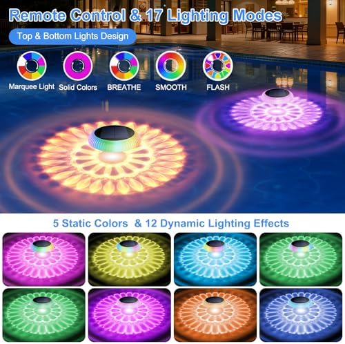 Solar Floating Pool Lights 6.5" Solar Pool Lights RGB 2Pcs - Image 3