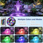 Pond Fountain Pump Kit, 880GPH Submersible Water Pump with Remote Control LED Lights, 3 Spray Patterns, Adjustable Flow, Quiet Operation, for Pond, Garden, Backyard Water Feature - Image 4