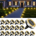Solar Lights Outdoor Waterproof, 18 Pack 8 LED, Thickened Stainless Steel Ground Light, Solar Garden Lights Landscape Lighting for Patio Pathway Lawn Yard Deck Driveway Walkway, Warm White by Lightkeeys