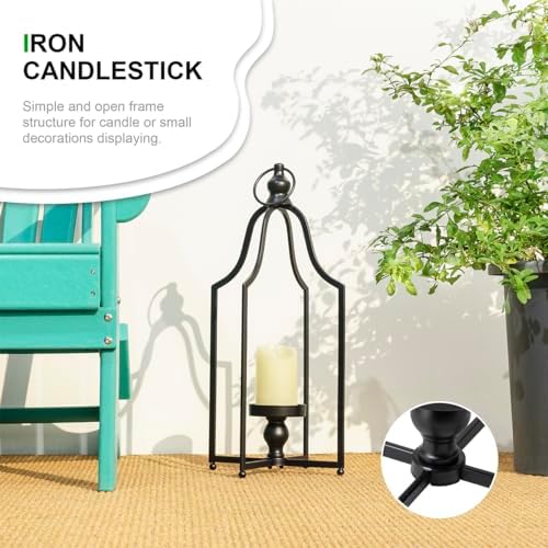 Glitzhome Modern Farmhouse Lantern Decor- Metal Candle Lanterns for Christmas- Decorative Lanterns for Home, Patio, Pathway, Garden, Yard Decor,Black Large Set of 2, GH20349 - Image 6
