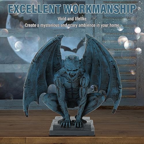 HEEPDD Lifelike Blue Gargoyle Statue for Garden Decor, 7.4 Inch Resin Outdoor Sculpture for Patio Lawn, Mysterious Gothic Figurine for Indoor Home Decoration - Image 4