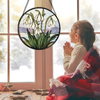 Snow Drop Flower Stained Glass Window Hanging Decor Gifts for Women 15" - Image 2